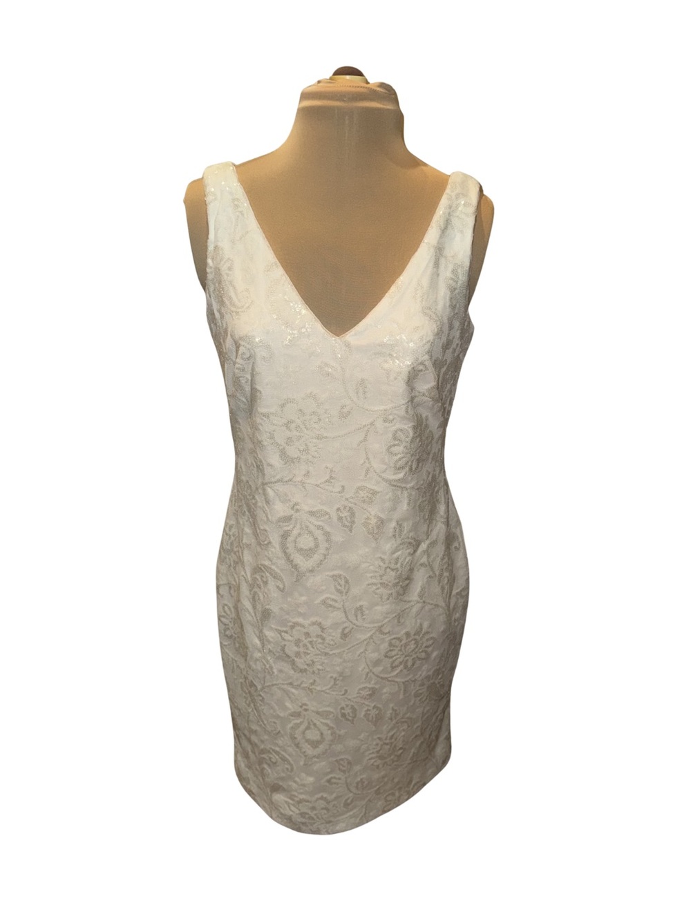 Lauren Ralph Lauren White Sequined Cocktail Dress - Size 6 - NWT